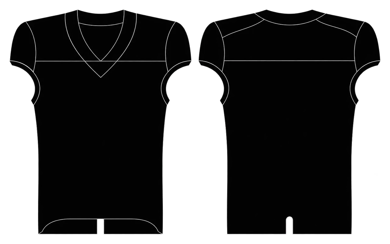 Jersey style 701 showing front and back cut and panel layout