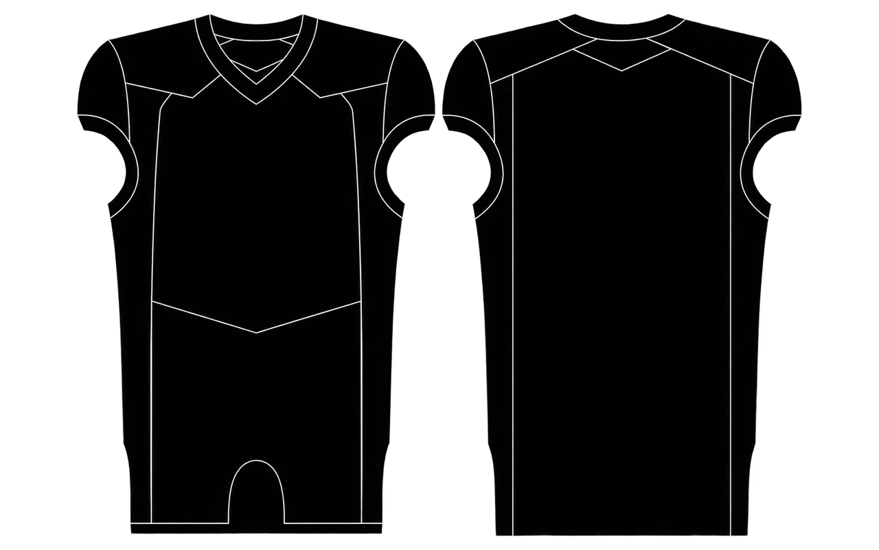 Jersey style 703 showing front and back cut and panel layout