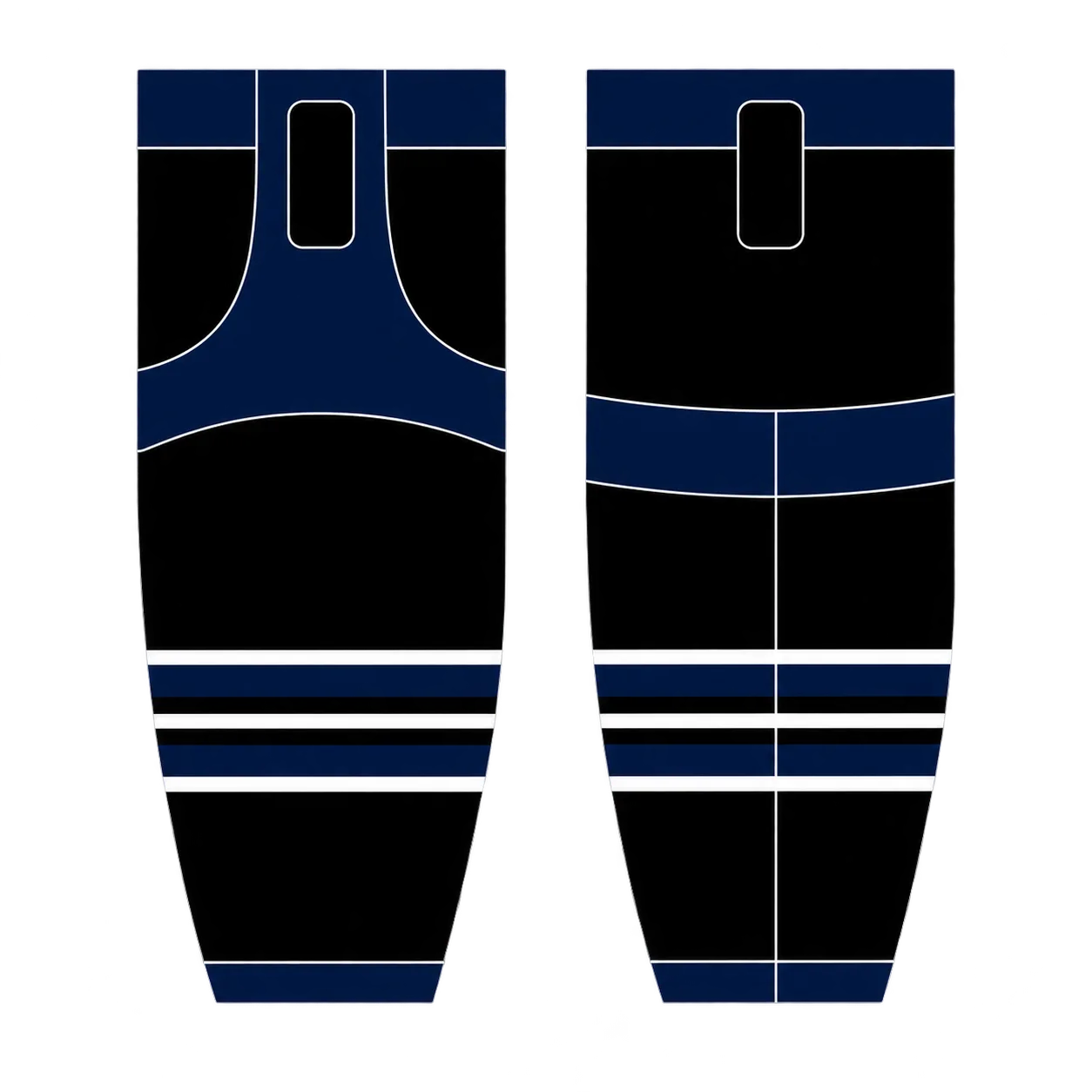 Blue and black hockey sock panel style
