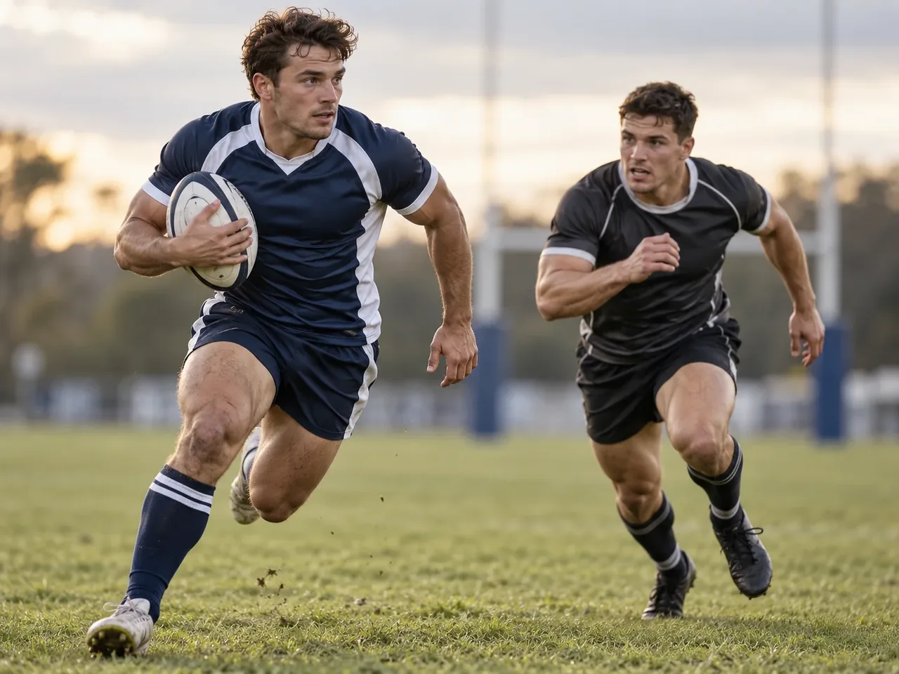 Rugby athletes in action